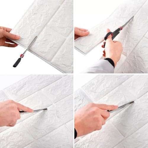 Kit Placas Adesiva Tijolinho 3D Revestimento Autocolante Decoração Quarto Sala Banheiro Impermeável (Kit 20 Placas Adesivas Tijolo Preto, 70x38,5)