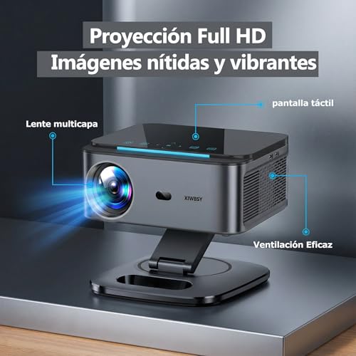 Projector 【1500 ANSI/Google TV/Auto Focus】 XIWBSY Portable Projector 38000 Lumens, Rotates 360°, WiFi 6 Bluetooth 5.3, Voice Control, Support 4K 1080P, Home/Outdoor Video Cinema Projectors