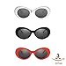 SOXICK Clout Goggles Set with Soft Cases- Kurt Cobain Oval Sunglasses White, Black, Red
