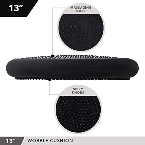 Inflatable Wobble Cushion with Pump by Day 1 Fitness 13" Black