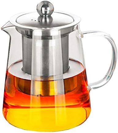 Teapot with Filter Big Teapot PLUIESOLEIL with Heat Resistant Stainless Steel Infuser Perfect for Tea and Coffee (A, 750ML)