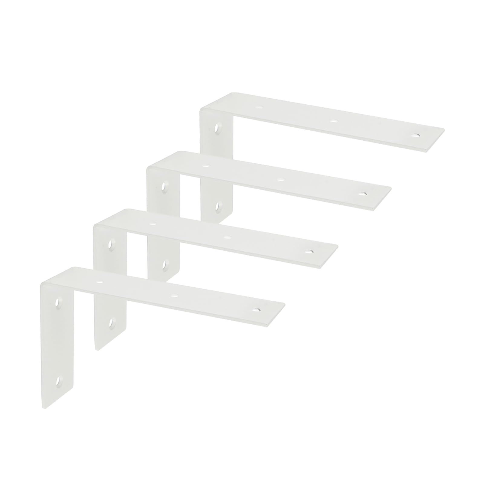 Shelf Brackets, 4 Pcs Widen L-Shape Brackets for Wall Shelves, Stainless Steel 90° Right Angle Shelf Support for Wood, White (175*104*45mm)