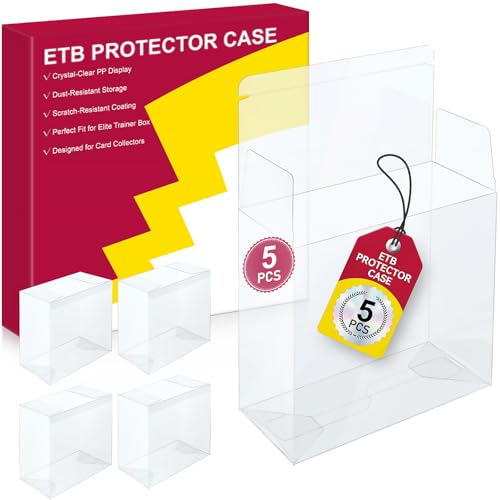 【5 Pcs】 PKMN ETB Protector Case, Elite Trainer Box Protector, ETB Box Plastic Display Case-Compatible with Elite Trainer Boxes, 0.5mm Thick, Scratch-Resistant Material