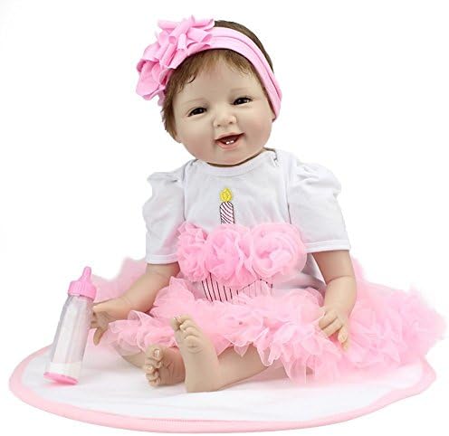 Reborn Baby Doll Girl Look Real Silicone Pink Tutu Skirt 22 Inches
