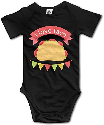 Baby Child 100% Cotton Short Sleeve Onesies Toddler Bodysuit I Love Taco Rompers Playsuit Onesies Black Size 18 Months