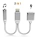 [Upgrade]Support iOS 10.3, 2 in 1 Lightning to 3.5mm Headphone Audio Adapter, Lightning to 3.5mm Audio Charge Earphone Jack Adapter Charging USB Cable for Apple iPhone 7 7 Plus 6S 6 iPod iPad(Silver)