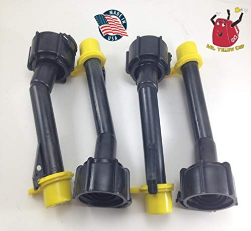 4 - Mr. Yellow Cap Fuel Gas Can Jug Spouts Nozzles, Rings & Caps, replaces Blitz 900302 900092 900094 Old Style - Please Read Description Thoroughly Before Ordering! Thank You