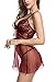 Avidlove Mesh Lingerie Nightwear Lace Chemise Babydoll Sexy Negligee Wine Red XX-Large