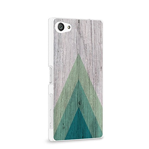 Case for Sony Z5 Compact, CasesByLorraine Wood Print Geometric Triangle Pattern Case Slim Hard Plastic Back Cover for Sony Xperia Z5 Compact (S01)