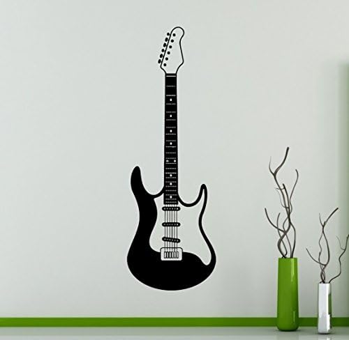 Electric Guitar Wall Decal Music Vinyl Sticker Musical Instrument Home Interior Art Decor Ideas Bedroom Living Room Office Removable Murals Housewares 1(gui)