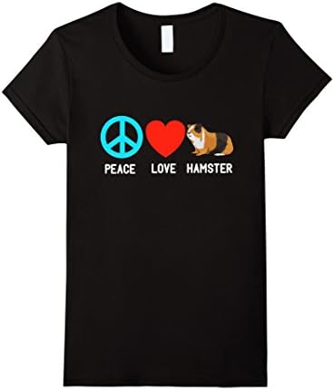 Women's Hamster T-Shirt Peace Love Hamster Funny Gift Tee Shirt Small Black