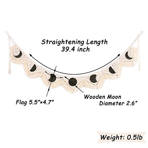 Macrame Moon Phase Wall Hanging, Moon Wall Decor Cotton Tassel Garland