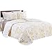 Great Bay Home Floral King Quilt Set with Shams, Yellow Floral Bedding Set, All-Season, Lightweight Bedspread. Reversible. Farmhouse Bedding. (King, Helene)