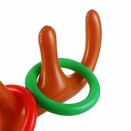 2-4 Players Inflatable Reindeer Antler Ring Toss Game for Christmas party - Game Rules Included (2 Antlers 10 Rings)