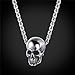 U7 Men Silver Black Gothic Skull Necklace Stainless Steel Chain Pendant, 22