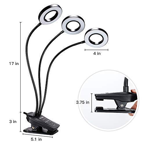 Grow Light, Plant Lights for Indoor Plants, Auto ON/Off Timing Plant Grow Lamp with Red, Blue Spectrum, 10 Dimmable Levels, 3-Head Divide Control Flexible Gooseneck Arm (30W Red Blue Spectrum - Round) - Thumbnail 4