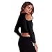 Hengzhi Women's Off Shoulder Shirt Bottoming Long Sleeve Crop Tops Pure Color