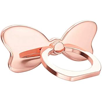 pzoz Metal Cell Phone Finger Ring Stability Holder Back Stand Collapsible Hand Grip Knob Loop Universal Car Mount Hook Kickstand 360 for iPhone Samsung Galaxy Mobile Cute Accessories (Rose Gold)