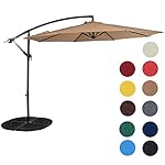 Sundale Outdoor 10 Feet Aluminum Offset Patio Umbrella with Crank, 8 Steel Ribs (Tan)