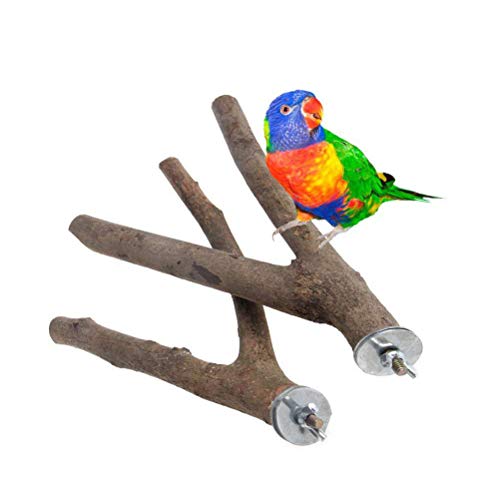 POPETPOP 2pcs Bird Cage Branches-Natural Bird Stand Birdcage Perch Wood Fork Stand-20CM Birdcage Stands for Finch Budgie Lovebirds Cockatiels Conure