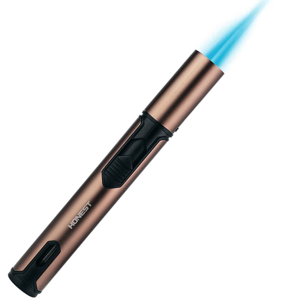 ibforcty Refillable Butane Torch Lighter Adjustable Flame Lighter Jet Lighter for Desserts, Creme Brulee, Welding, Camping, BBQ and Baking - Brown (Butane Gas Not Included)
