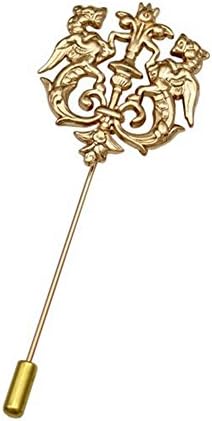 Mens Double Rampant Lion Crown Stick Lapel Pin Tie Hat Badge Brooch(2 Pcs)