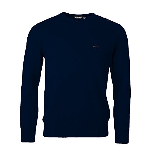 Michael Kors Mens Cashmere Slim Fit Crew Neck Sweater (Midnight, Medium)