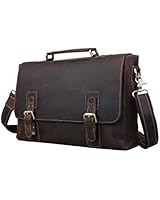 Mens Leather Briefcases 14" Laptop Messenger Bag Brown Tote Shoulder Bags
