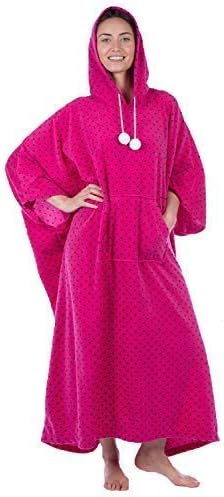 Womens Inspirations Hooded Luxury Polka Dot Lounger Poncho