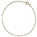 Dainty Bracelet For Women,Gold Plated Solid 925 Sterling Silver, Beaded Chain For Layering Stacking, Minimalist Jewelry, 6.5