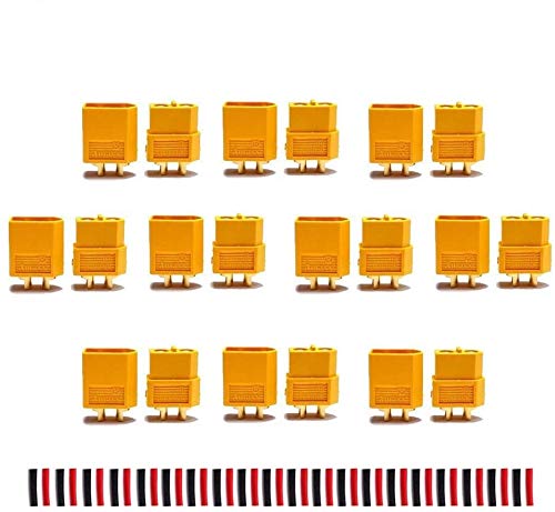 Amass 10 Pair XT60 XT-60 Male Female Bullet Connectors Power Plugs with Heat Shrink for RC Lipo Battery — image 1