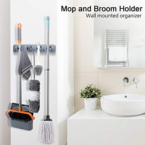 Msbenick Mop and Broom Holder, 3 Pack Broom Organizer Wall Mounted for