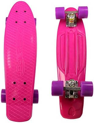 MoBoard Graphic Complete Skateboard | Pro / Beginner | Metal Bearings | 22 Inch Vintage Style with Interchangeable Wheels (Pink / Purple)