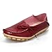 SHIBEVER Women's Leather Loafers Moccasins Wild Driving Casual Flats Oxfords Breathable Shoes Burgundy 7,Tag Size 38