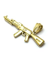 Wonlines AK-47 Hip Hop - Collar con colgante de acero inoxidable con diseño de pistola