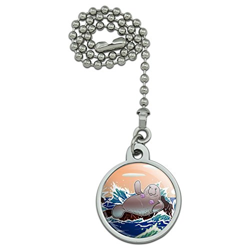 Waving Manatee Mermaid On Rocks And Waves Funny Ceiling Fan and Light Pull Chain