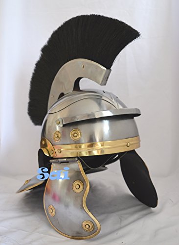 Roman Centurion Armour Helmet-ROMAN Kinght Armour Helmet with Black Crest Plume