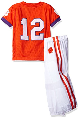 FAST ASLEEP NCAA Clemson Tigers Boys Toddler/Junior Football Uniform Pajamas, Size 7T, Orange/White