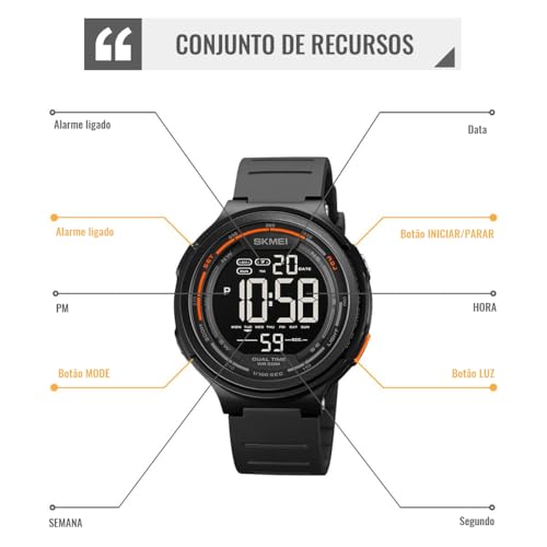 Relógio Digital Masculino Esportivo, Resistente à Água 50M, Display LCD Clara, Pulseira de Silicone Premium Macia, Multifuncional (Cronômetro/Alarme), Leve para Academia e Corrida Eletrônic