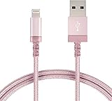 AmazonBasics Nylon Braided Lightning to USB A Cable, MFi Certified iPhone Charger, Rose Gold, 3-Foot
