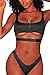 FAFOFA Woman's 2PCS Bikini Swimsuit Scoop Neck Crop Tank High Cut Thong Bottom Outfit Swimwear Black S