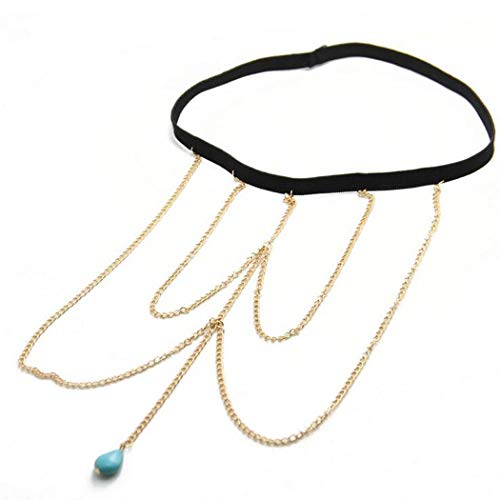 Evazen Bohe Turquoise Leg Chain Gold Beach Crossover Thigh Leg Chain for Women and Girls