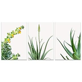 Green Leaves Beautiful Flowers Painting Artwork for Home...