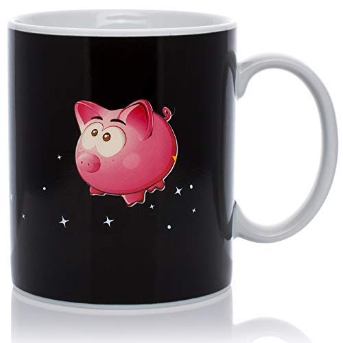 InGwest Home. New Year Pig Mug. Changing Color Mug. Heat Sensitive Mug. I want Coffee and I want Money!