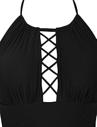 Firpearl Halter Trajes de baño de una pieza para dama con cuello alto y corte acanalado