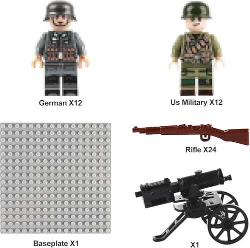 ZYEKIU 50 Pieces Military Soldier Toy, Mini Military Toy, Interesting Plastic Soldiers, WW2 Soldiers Toys Can Be Assembled, Military Base Toy for Birthday Party, Christmas
