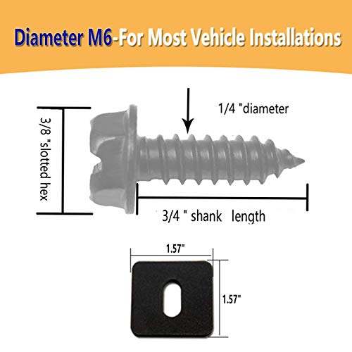 Black License Plate Screws Rustproof Stainless Steel Screws, 3/4