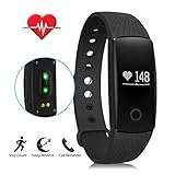 LENDOO Fitness Tracker with Heart Rate Monitor, Bluetooth 4.0 Smart Bracelet Activity Tracker Sleep Monitor HR Wristband for Android & IOS Smart Phones
