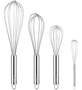 HOTEC 4 Pieces Stainless Steel Whisks Set Wire Whisk Balloon Whisk Egg Beater Kitchen Utensils fo...