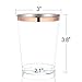 9 oz Rose Gold Plastic Cups - Disposable Clear With Gold Rim - Hard Party/Wedding Tumblers 60Pack - WDF